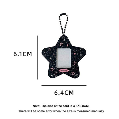 Hisocute Dessin Animé Pentagramme 1 Pouce Cadre Photo Pendentif Étudiants Porte-clés Poursuivant Étoile Carte Titulaire Pendentif (Étoiles Roses)