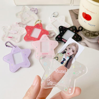 Hisocute Dessin Animé Pentagramme 1 Pouce Cadre Photo Pendentif Étudiants Porte-clés Poursuivant Étoile Carte Titulaire Pendentif (Étoiles Roses)