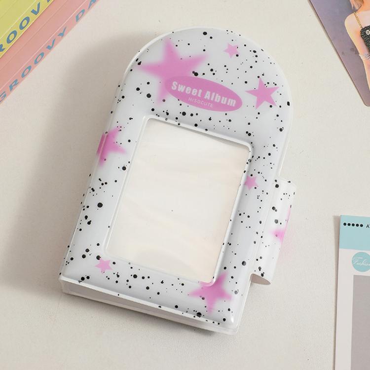 Hisocute Square Snap Album Girls 3 inch Postcards Album Holder Student Polaroid Collect Organizer(Black Stars)