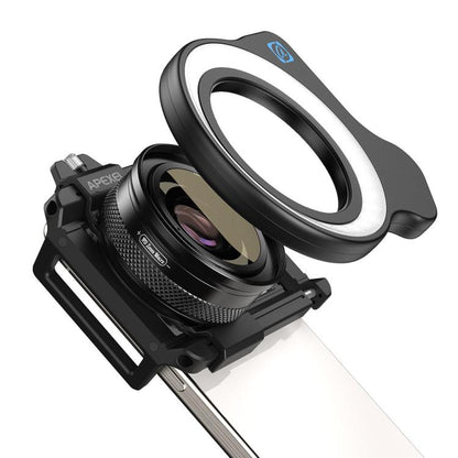 APEXEL Objectif macro zoom 10-20x avec kit de lumière d'appoint 45 modes pour smartphones