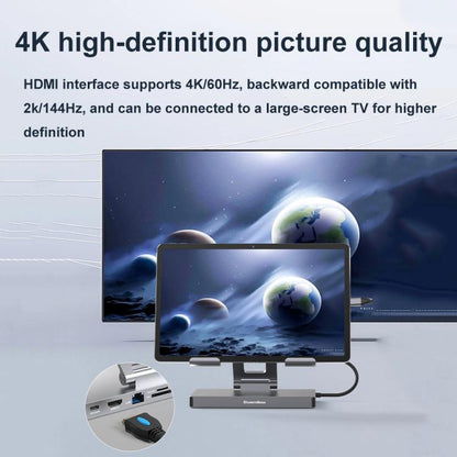 Blueendless 4K/60Hz Multifunctional Docking Station Tablet Holder, Spec: 10-in-1 Ethernet Port