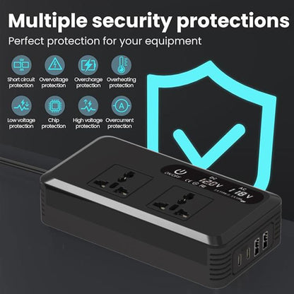 Gurxun Dual Digital Display Car Inverter With 2 USB+2 Type-C Ports Brazil Plug 110V