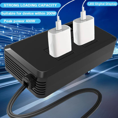 Gurxun Dual Digital Display Car Inverter With 2 USB+2 Type-C Ports Universal Plug 220V