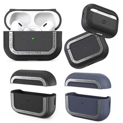 For AirPods Pro 2 AhaStyle JY09 Dual Lanyard Case TPU+Aluminum Personalized Case(Dark Blue)