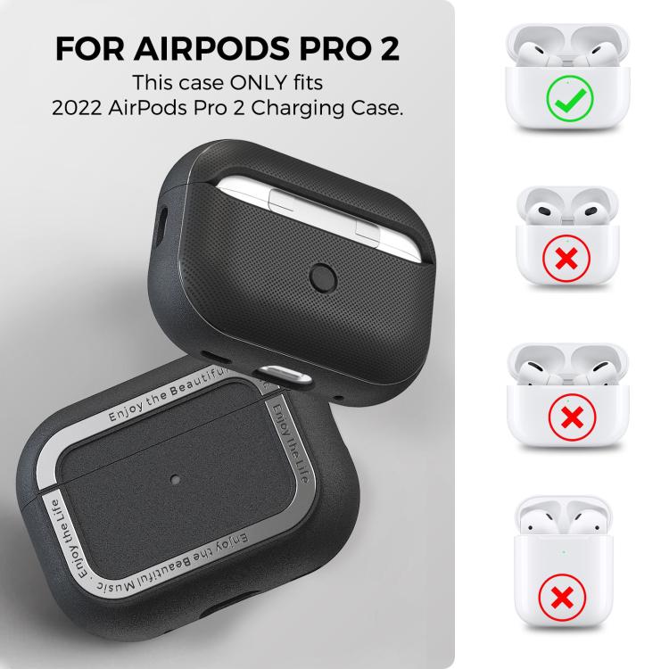 For AirPods Pro 2 AhaStyle JY09 Dual Lanyard Case TPU+Aluminum Personalized Case(Dark Blue)