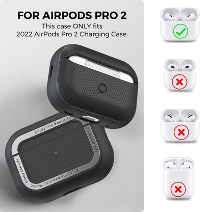 For AirPods Pro 2 AhaStyle JY09 Dual Lanyard Case TPU+Aluminum Personalized Case(Dark Blue)