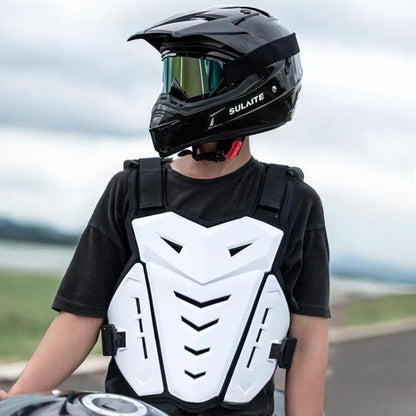SULAITE Motocross Armor Vest Motorcycle Rider Chest Protection Equipment Racing Anti-Fall Armor Protector, Size: Uniform(White)