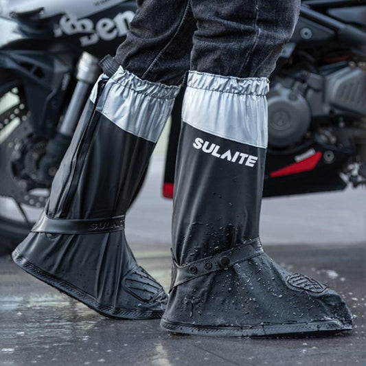 SULAITE Motorcycle Shoe Cover Thickened Anti-slip Wear-resistant Rain Shoes Outdoor Riding Adult Rain Boots, Size: L(Black)