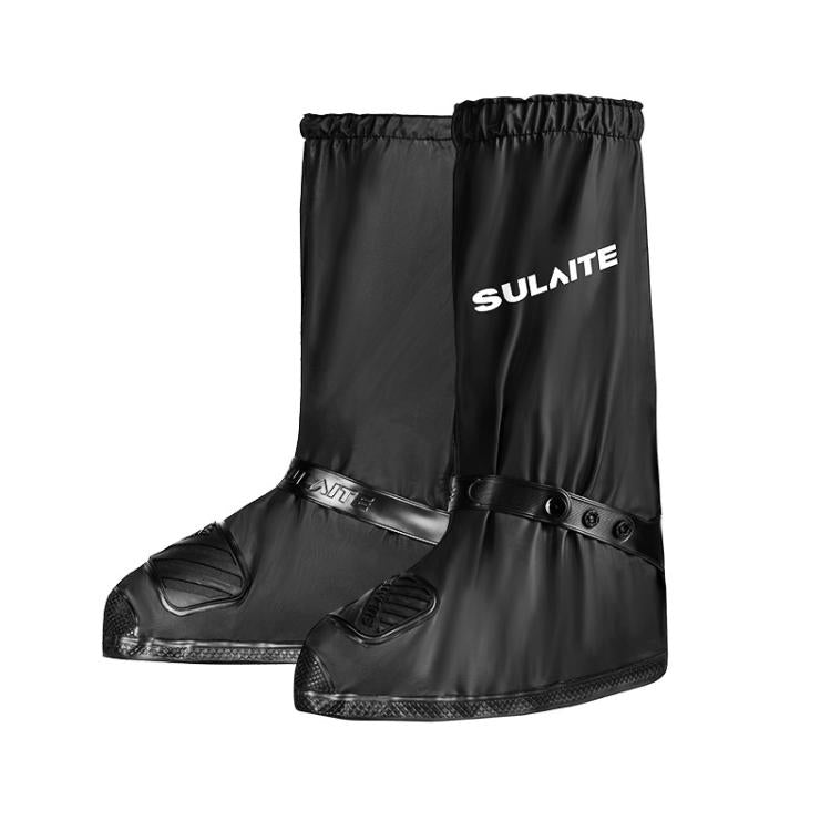 SULAITE Couvre-chaussures de moto Épais Antidérapant Résistant à l'usure Chaussures de pluie Bottes de pluie d'extérieur pour adultes, Taille : L(Noir)