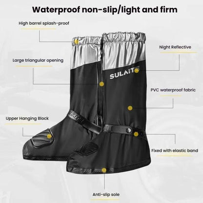 SULAITE Couvre-chaussures de moto Épais Antidérapant Résistant à l'usure Chaussures de pluie Bottes de pluie d'extérieur pour adultes, Taille : L(Noir)