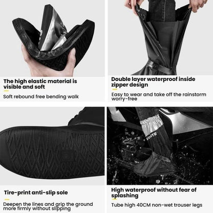 SULAITE Couvre-chaussures de moto Épaissi Antidérapant Résistant à l'usure Chaussures de pluie Bottes de pluie d'extérieur pour adultes, Taille : S (Noir)
