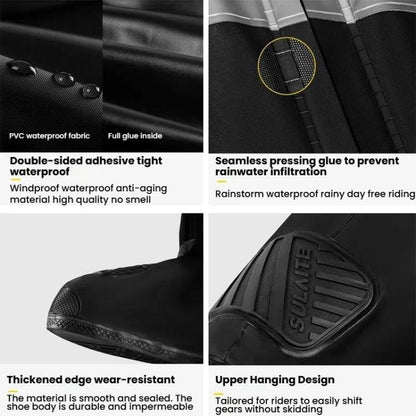 SULAITE Couvre-chaussures de moto Épais Antidérapant Résistant à l'usure Chaussures de pluie Bottes de pluie d'extérieur pour adultes, Taille : L(Noir)