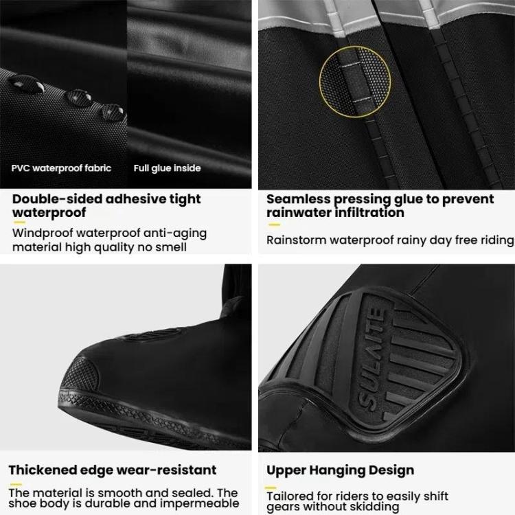SULAITE Couvre-chaussures de moto Épaissi Antidérapant Résistant à l'usure Chaussures de pluie Bottes de pluie d'extérieur pour adultes, Taille : S (Noir)