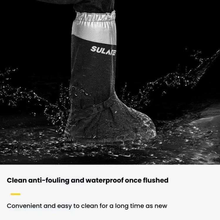 SULAITE Couvre-chaussures de moto Épaissi Antidérapant Résistant à l'usure Chaussures de pluie Bottes de pluie d'extérieur pour adultes, Taille : S (Noir)