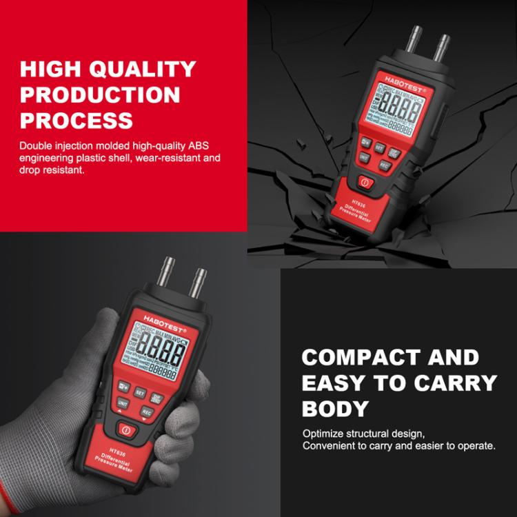 HABOTEST HT636 Highly Precision Differential Pressure Gauge Digital Micropressure Tester
