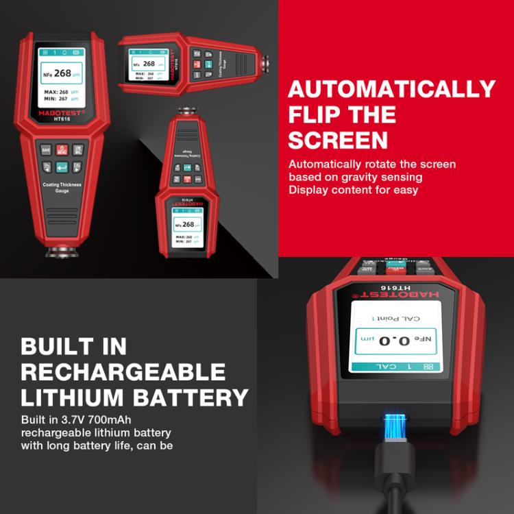 HABOTEST HT616 Car Paint Tester Paint Coating Thickness Gauge