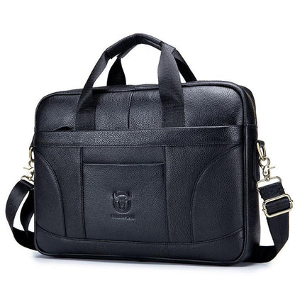 BULL CAPTAIN 048 Porte-documents rétro grand format en cuir de vachette véritable pour homme (noir)