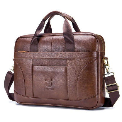 BULL CAPTAIN 048 Large Capacity Retro Business Top Layer Cowhide Hand-held Briefcase(Brown)