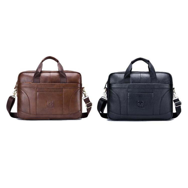 BULL CAPTAIN 048 Large Capacity Retro Business Top Layer Cowhide Hand-held Briefcase(Brown)