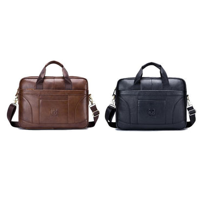 BULL CAPTAIN 048 Large Capacity Retro Business Top Layer Cowhide Hand-held Briefcase(Brown)