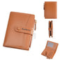 Baellerry N3256 Women Short Wallet Simple Bifold Zipper Coin Purse Soft Leather Buckle Money Clip(Brown)