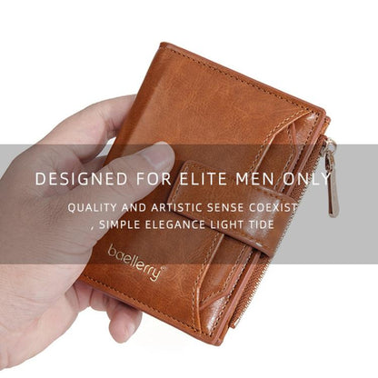 Baellerry N5122 Women Short Wallet Oil Waxed Leather Zipper Clasp Coin Purse(Pink)