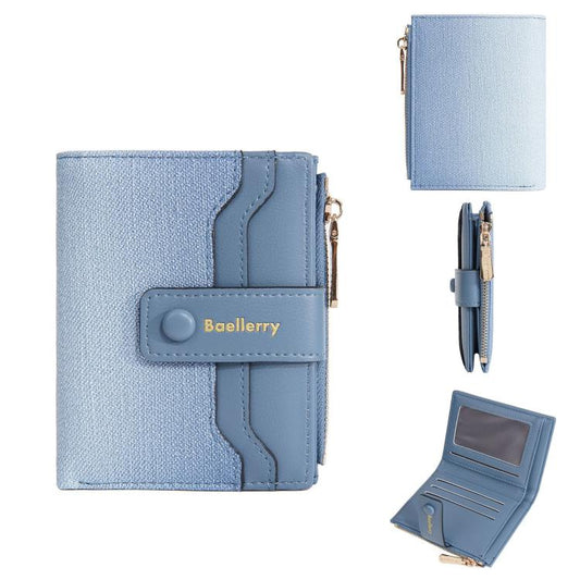 Baellerry NR118 Portefeuille court pour femmes, dégradé de couleurs, porte-monnaie à fermeture éclair multi-cartes (bleu clair)