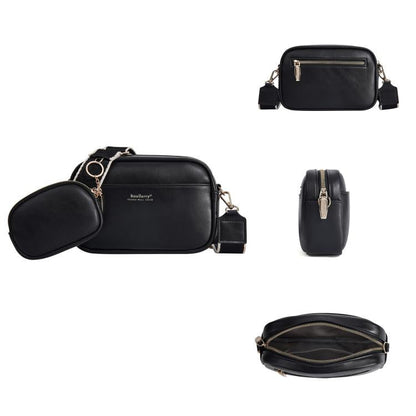 Baellerry N8938 Ladies PU Small Square Bag Large Capacity Crossbody Bag(Black)