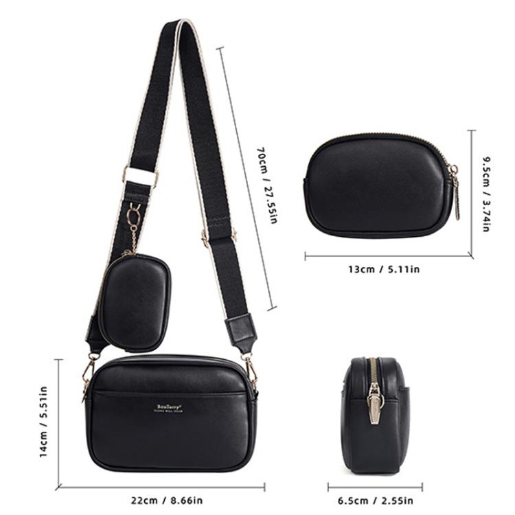 Baellerry N8938 Ladies PU Small Square Bag Large Capacity Crossbody Bag(Black)