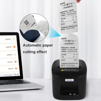 Xprinter XP-80T 80mm QR Code Supermarket Receipt Label Thermal Printer, Spec: USB+Lan(EU Plug)