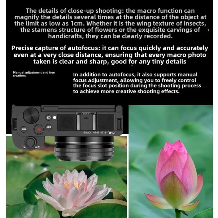 Ordro G930 8.0MP 5K CCD Digital Camera 5X Optical Zoom & Wide-Angle 3.2" Touch Screen Vlogging Camera(White)