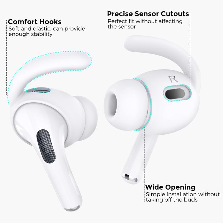 For AirPods Pro 2 AhaStyle PT189 1pair Ear Caps Silicone Anti-Lost and Non-Slip Ear Hooks(Black Small)