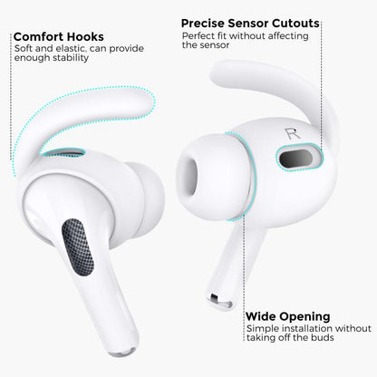 For AirPods Pro 2 AhaStyle PT189 1pair Ear Caps Silicone Anti-Lost and Non-Slip Ear Hooks(Black Small)