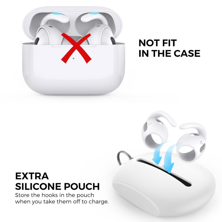 For AirPods Pro 2 AhaStyle PT189 1pair Ear Caps Silicone Anti-Lost and Non-Slip Ear Hooks(Black Small)