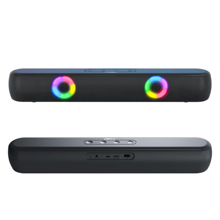 Enceinte Bluetooth 5.0 TWS RGB T-WOLF B320 Barre de son de bureau Caisson de basses Support USB / AUX / TF / FM (Noir)