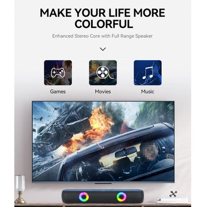 Enceinte Bluetooth 5.0 TWS RGB T-WOLF B320 Barre de son de bureau Caisson de basses Support USB / AUX / TF / FM (Noir)