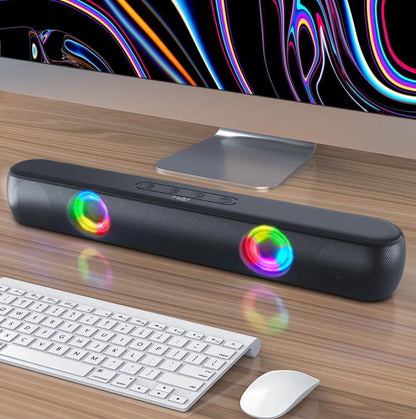 Enceinte Bluetooth 5.0 TWS RGB T-WOLF B320 Barre de son de bureau Caisson de basses Support USB / AUX / TF / FM (Noir)
