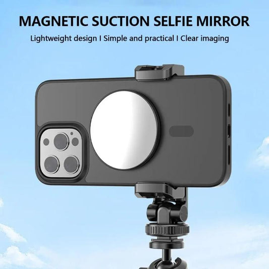 HEPAIL 101D-A Miroir magnétique pour selfie de téléphone portable Magsaef, miroir convexe d'assistance photo arrière HD (Noir)