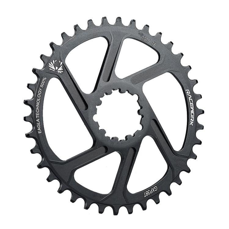 RACEWORK 7075-T6 For SRAM Mountain Bike Single Plate Round Bicycle Sprocket, Spec: 3mm 38T
