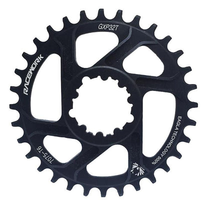 RACEWORK 7075-T6 For SRAM Mountain Bike Single Plate Round Bicycle Sprocket, Spec: 6mm 32T