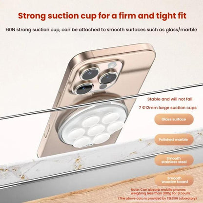 TELESIN MagSafe Suction Cup Mobile Phone Holder Mirror Glass Selfie Mount Portable Silicone Ring Holder(White)