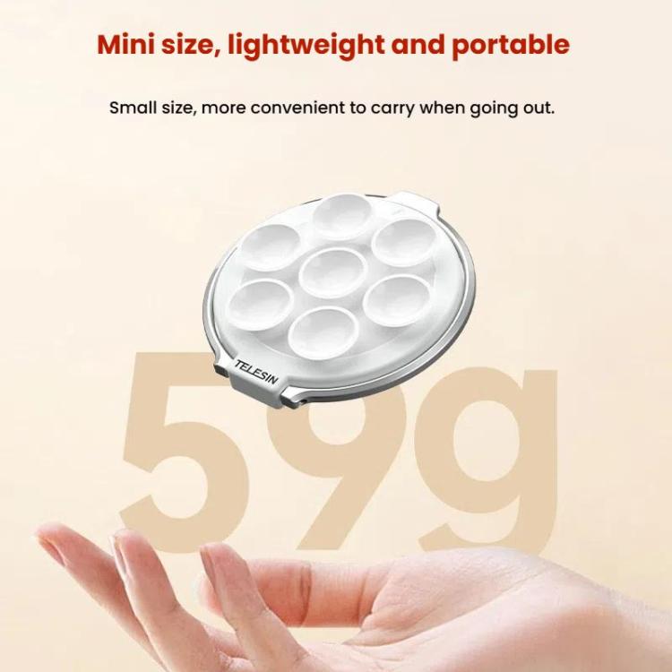 TELESIN MagSafe Suction Cup Mobile Phone Holder Mirror Glass Selfie Mount Portable Silicone Ring Holder(White)