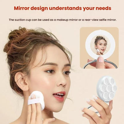 TELESIN MagSafe Suction Cup Mobile Phone Holder Mirror Glass Selfie Mount Portable Silicone Ring Holder(White)