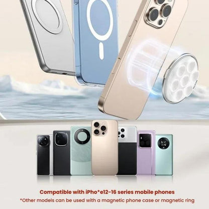 TELESIN MagSafe Suction Cup Mobile Phone Holder Mirror Glass Selfie Mount Portable Silicone Ring Holder(White)