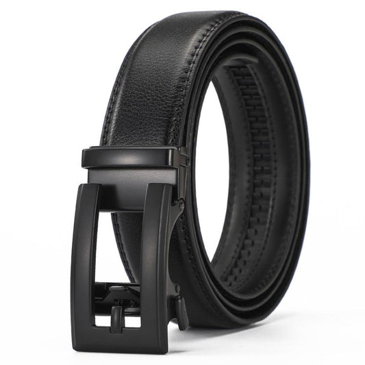 Dandali Men Leather Automatic Buckle Belt, Length: 120cm(Black)