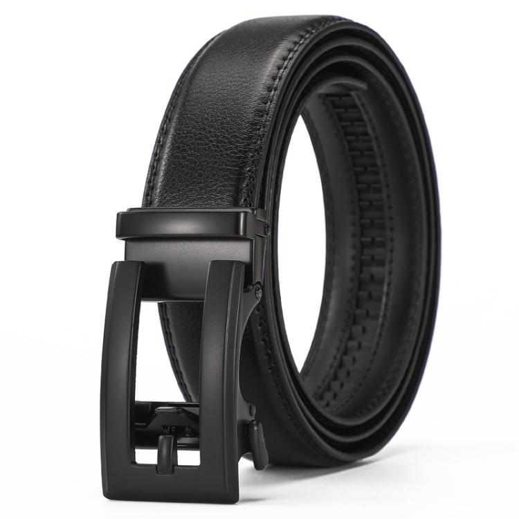 Dandali Men Leather Automatic Buckle Belt, Length: 130cm(Black)