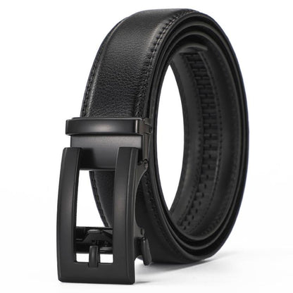 Dandali Men Leather Automatic Buckle Belt, Length: 130cm(Black)