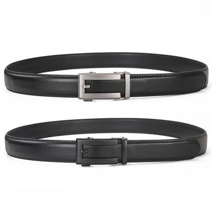 Dandali Men Leather Automatic Buckle Belt, Length: 130cm(Black)