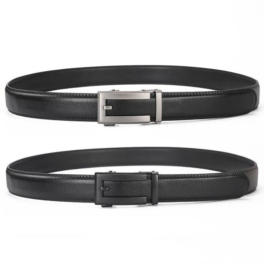Dandali Men Leather Automatic Buckle Belt, Length: 110cm(Silver)