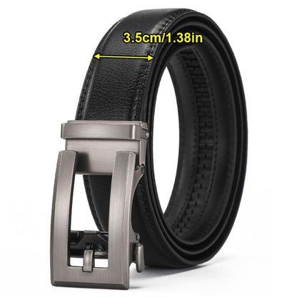 Dandali Men Leather Automatic Buckle Belt, Length: 130cm(Black)